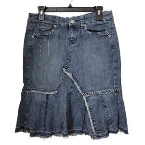 Candies Size Juniors 7Blue Denim Distressed Jean Skirt, Exc. Used Condition